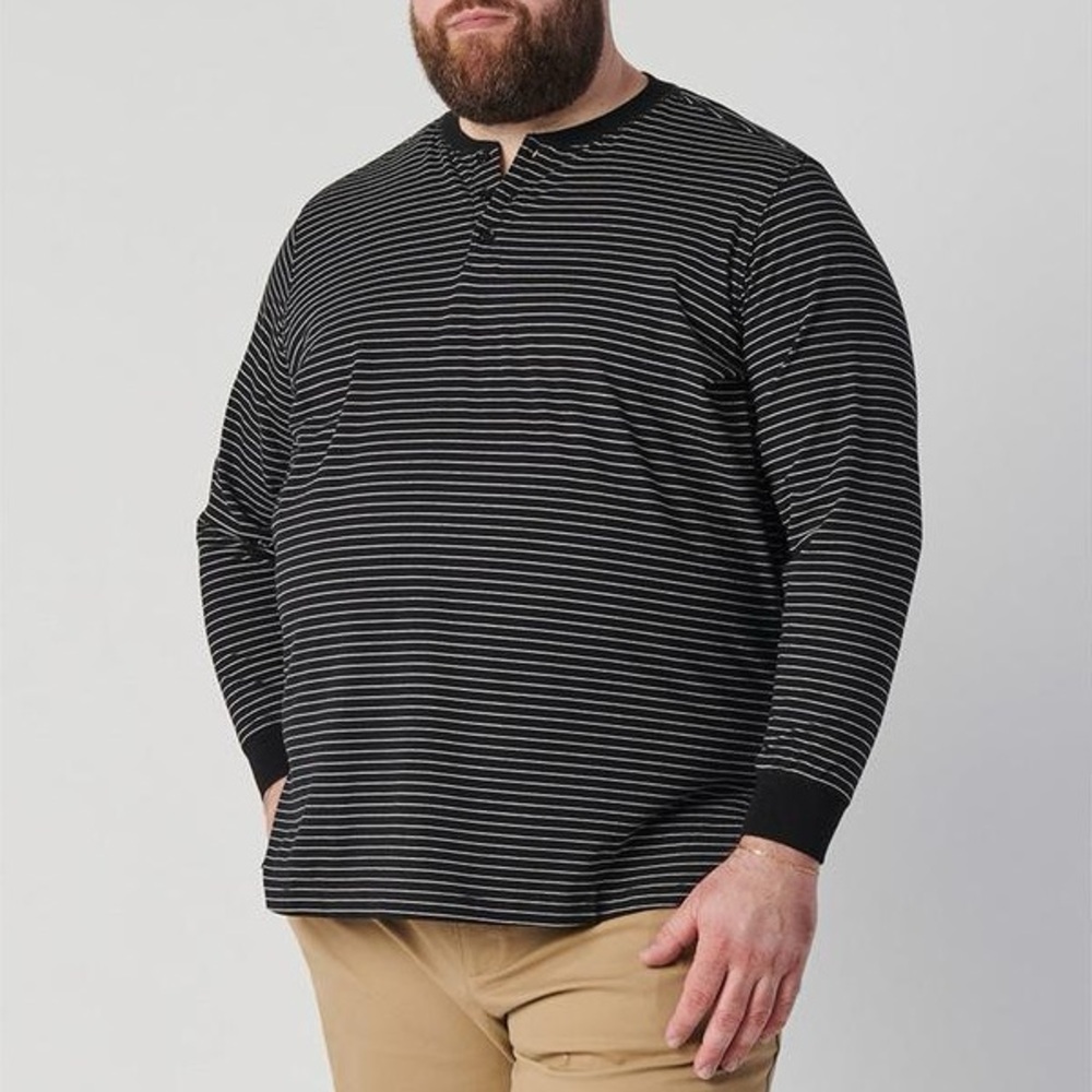 Good Counsel Wanzer Long Sleeve‎ Striped Henley Shirt Size 2XL Black/White - NWT